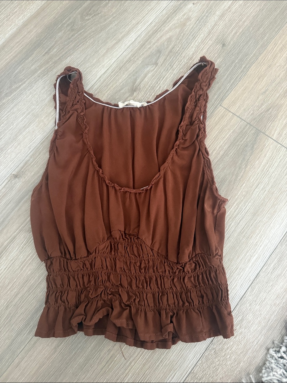 La Hearts Rust Brown Smocked Waist Tank Top